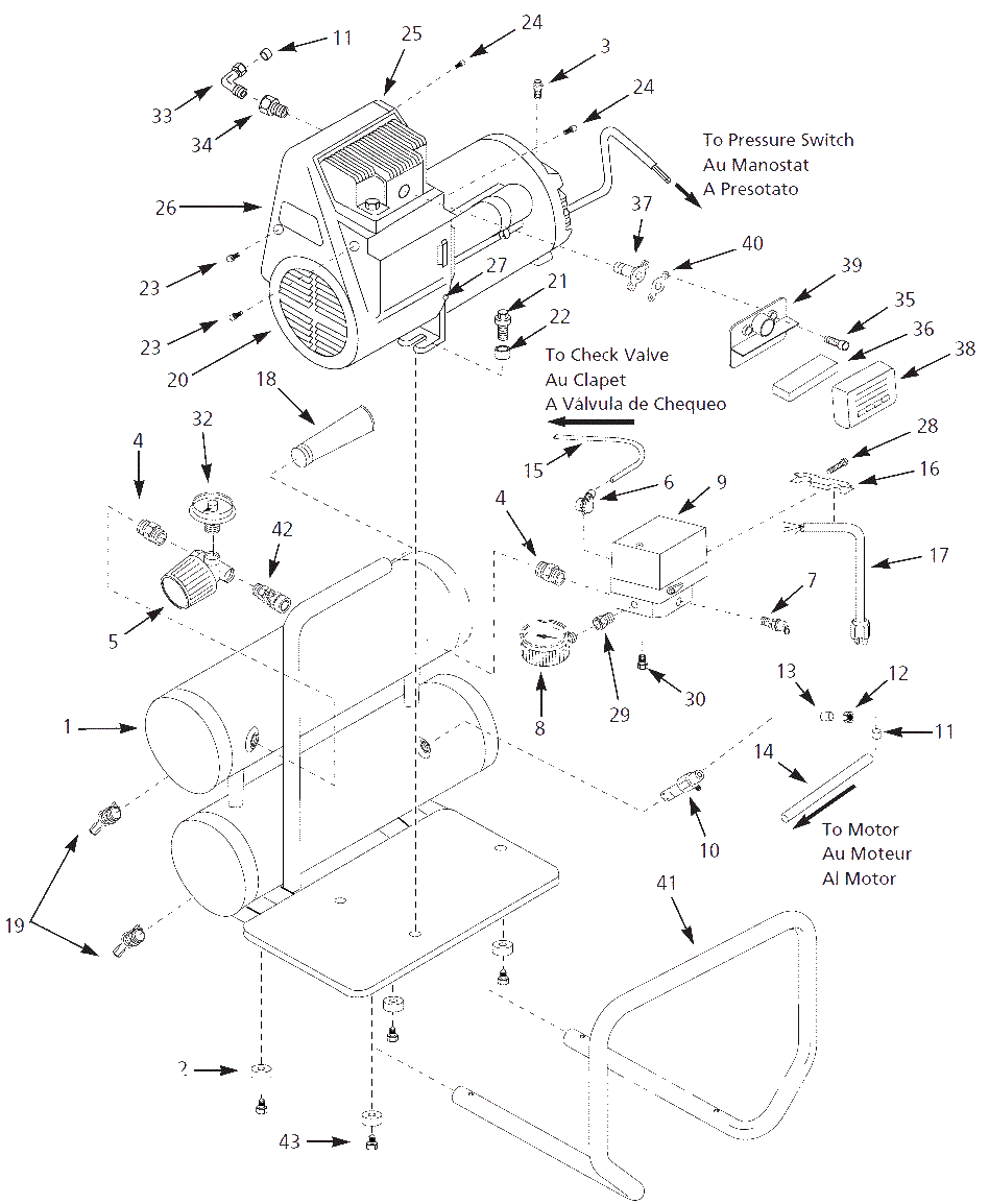 Air-Compressor Parts Diagram and Parts List for WL504207  Campbell Hausfeld Compressor